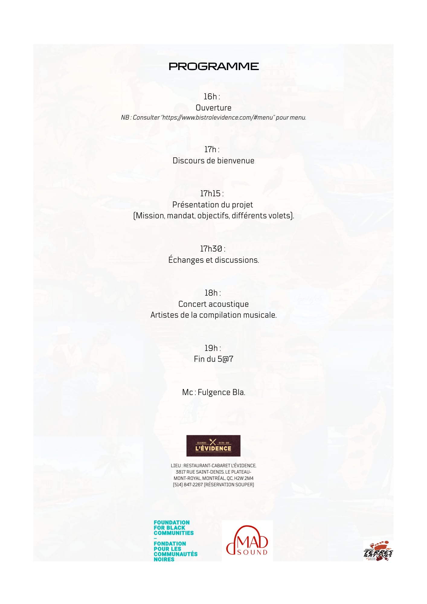 Programmation de l'événement